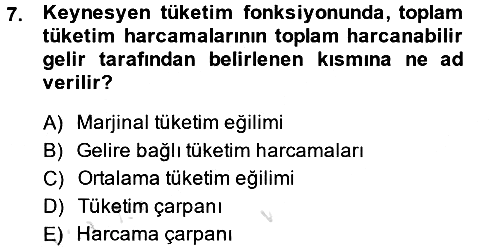 İktisada Giriş 2 2013-2014 Tek Ders Sınavı - 7. soru