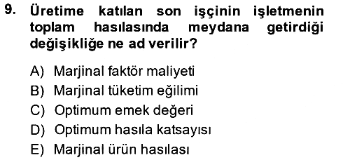 İktisada Giriş 2 2013-2014 Tek Ders Sınavı - 9. soru
