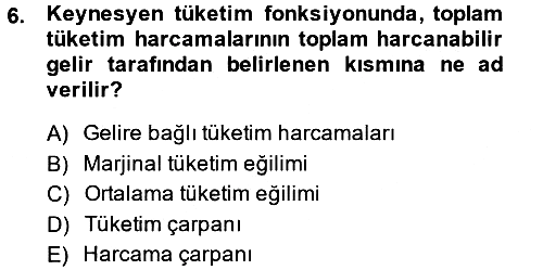 İktisada Giriş 2 2014-2015 Tek Ders Sınavı - 6. soru