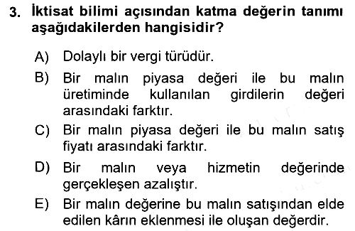 İktisada Giriş 2 2015-2016 Tek Ders Sınavı - 3. soru