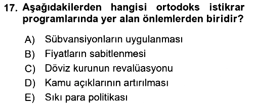 İktisada Giriş 2 2018-2019 Yaz Okulu Sınavı - 17. soru