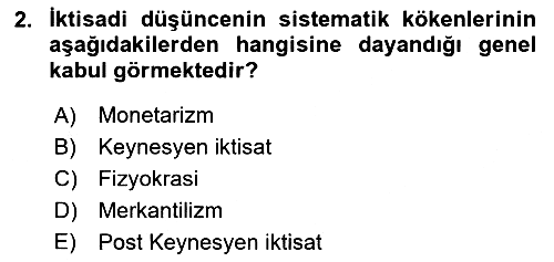 İktisada Giriş 2 2021-2022 Yaz Okulu Sınavı - 2. soru