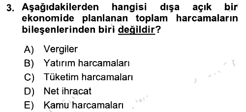 İktisada Giriş 2 2021-2022 Yaz Okulu Sınavı - 3. soru