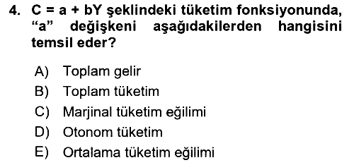 İktisada Giriş 2 2023-2024 Yaz Okulu Sınavı - 4. soru