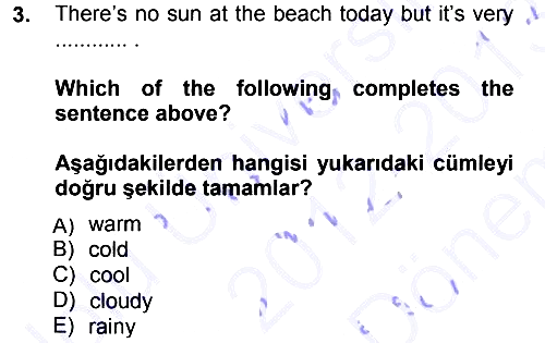 İngilizce - 1 2012-2013 Dönem Sonu Sınavı - 3. soru