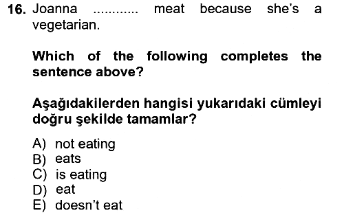 İngilizce - 2 2012-2013 Ara Sınav - 16. soru