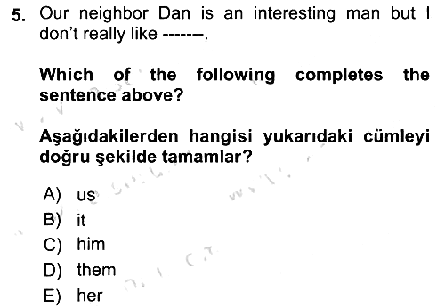 İngilizce - 2 2021-2022 Ara Sınav - 5. soru