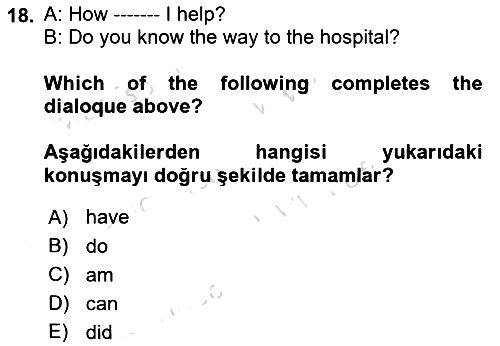 İngilizce - 2 2022-2023 Ara Sınav - 18. soru
