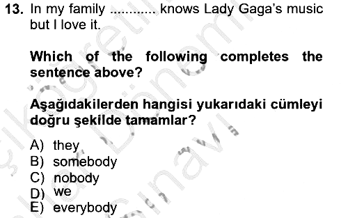 İngilizce - 2 2012-2013 Dönem Sonu Sınavı - 13. soru