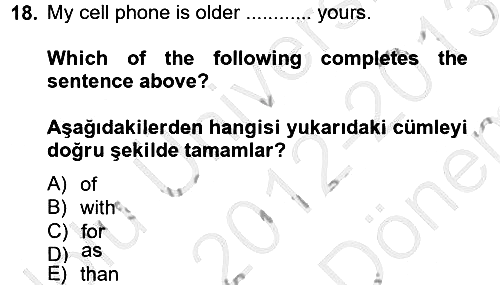 İngilizce - 2 2012-2013 Dönem Sonu Sınavı - 18. soru