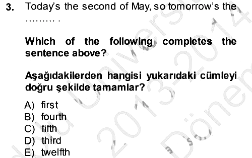 İngilizce - 2 2013-2014 Dönem Sonu Sınavı - 3. soru