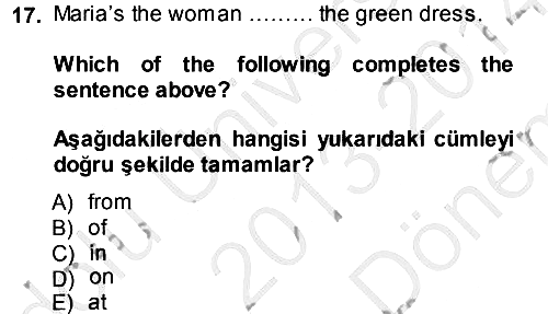 İngilizce - 2 2013-2014 Dönem Sonu Sınavı - 17. soru