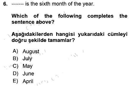İngilizce - 2 2020-2021 Yaz Okulu Sınavı - 6. soru