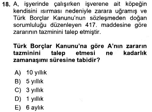 İş Sağlığı ve Güvenliği 2018-2019 Ara Sınav - 18. soru