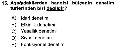 Kamu Maliyesi 2016-2017 3 Ders Sınavı - 15. soru