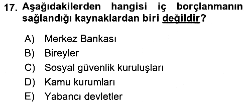 Kamu Maliyesi 2017-2018 3 Ders Sınavı - 17. soru