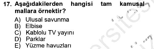 Kamu Maliyesi 2012-2013 Ara Sınav - 17. soru