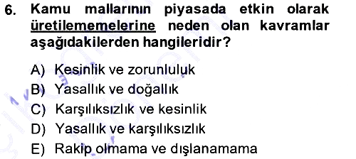 Kamu Maliyesi 2014-2015 Ara Sınav - 6. soru