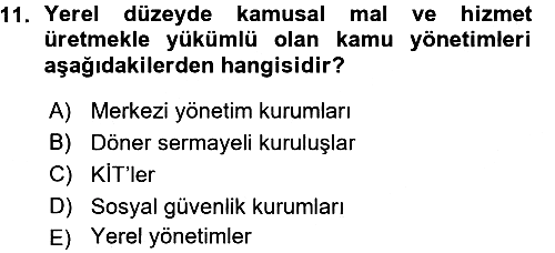 Kamu Maliyesi 2015-2016 Ara Sınav - 11. soru