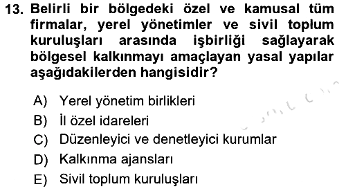 Kamu Maliyesi 2016-2017 Ara Sınav - 13. soru