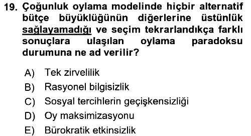 Kamu Maliyesi 2016-2017 Ara Sınav - 19. soru