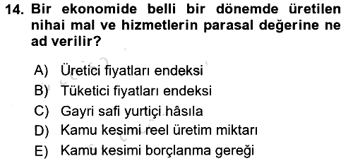 Kamu Maliyesi 2017-2018 Ara Sınav - 14. soru