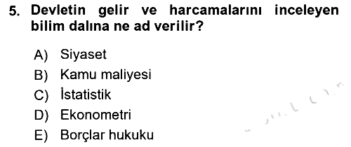 Kamu Maliyesi 2021-2022 Ara Sınav - 5. soru