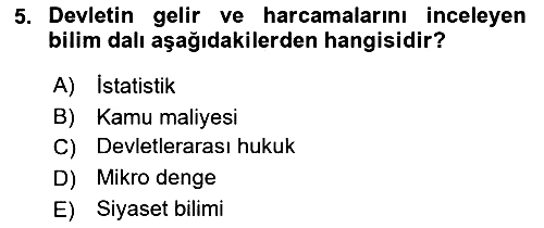 Kamu Maliyesi 2022-2023 Ara Sınav - 5. soru