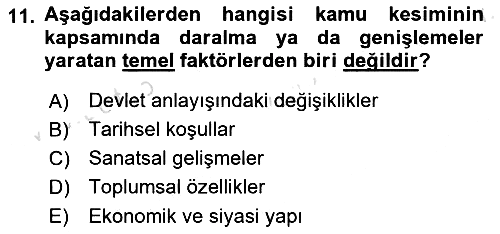 Kamu Maliyesi 2023-2024 Ara Sınav - 11. soru