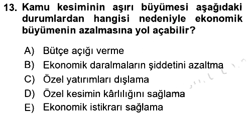Kamu Maliyesi 2023-2024 Ara Sınav - 13. soru