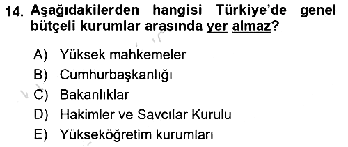Kamu Maliyesi 2023-2024 Ara Sınav - 14. soru