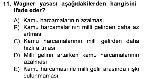 Kamu Maliyesi 2012-2013 Dönem Sonu Sınavı - 11. soru