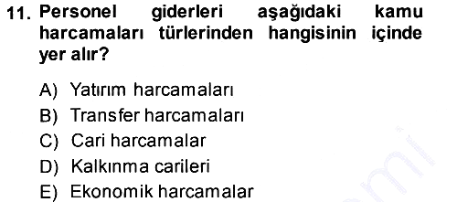 Kamu Maliyesi 2013-2014 Dönem Sonu Sınavı - 11. soru