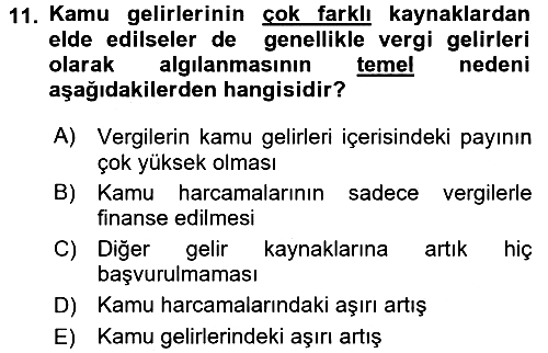 Kamu Maliyesi 2015-2016 Dönem Sonu Sınavı - 11. soru