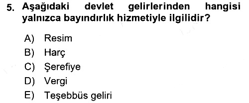 Kamu Maliyesi 2016-2017 Dönem Sonu Sınavı - 5. soru