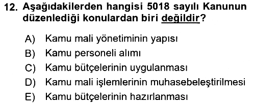 Kamu Maliyesi 2016-2017 Dönem Sonu Sınavı - 12. soru