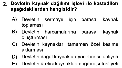 Kamu Maliyesi 2018-2019 Dönem Sonu Sınavı - 2. soru