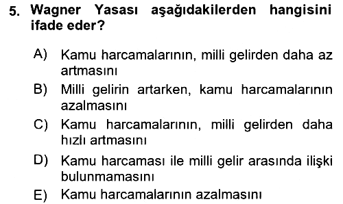 Kamu Maliyesi 2021-2022 Dönem Sonu Sınavı - 5. soru