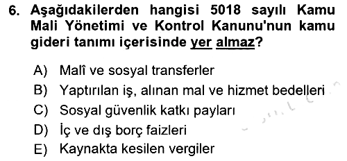 Kamu Maliyesi 2021-2022 Dönem Sonu Sınavı - 6. soru