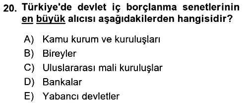 Kamu Maliyesi 2021-2022 Dönem Sonu Sınavı - 20. soru