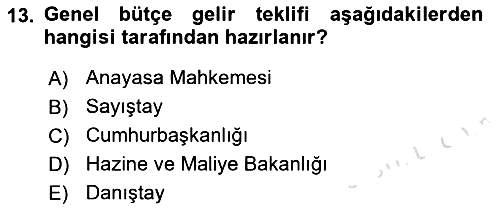 Kamu Maliyesi 2022-2023 Dönem Sonu Sınavı - 13. soru