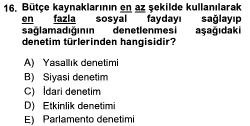 Kamu Maliyesi 2022-2023 Dönem Sonu Sınavı - 16. soru