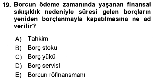 Kamu Maliyesi 2022-2023 Dönem Sonu Sınavı - 19. soru