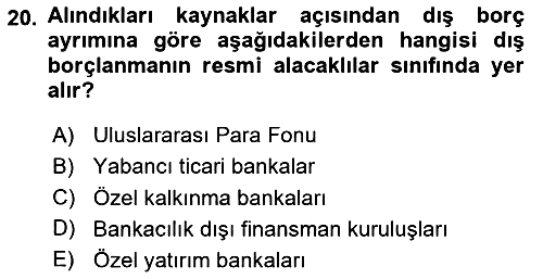 Kamu Maliyesi 2024-2025 Dönem Sonu Sınavı - 20. soru