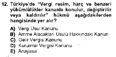 Kamu Maliyesi 2012-2013 Tek Ders Sınavı - 12. soru