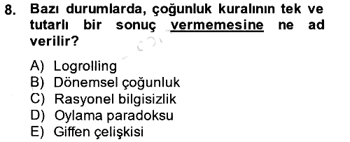 Kamu Maliyesi 2013-2014 Tek Ders Sınavı - 8. soru