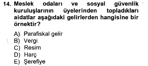 Kamu Maliyesi 2013-2014 Tek Ders Sınavı - 14. soru