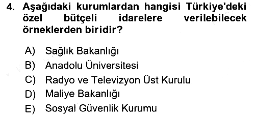Kamu Maliyesi 2015-2016 Tek Ders Sınavı - 4. soru