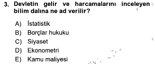 Kamu Maliyesi 2018-2019 Yaz Okulu Sınavı - 3. soru