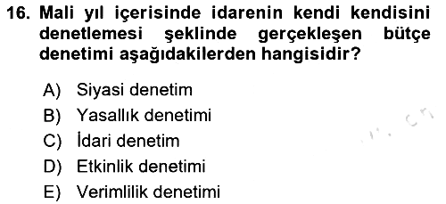 Kamu Maliyesi 2023-2024 Yaz Okulu Sınavı - 16. soru